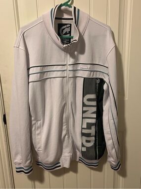 Ecko Unltd White Jacket with Teal Accent